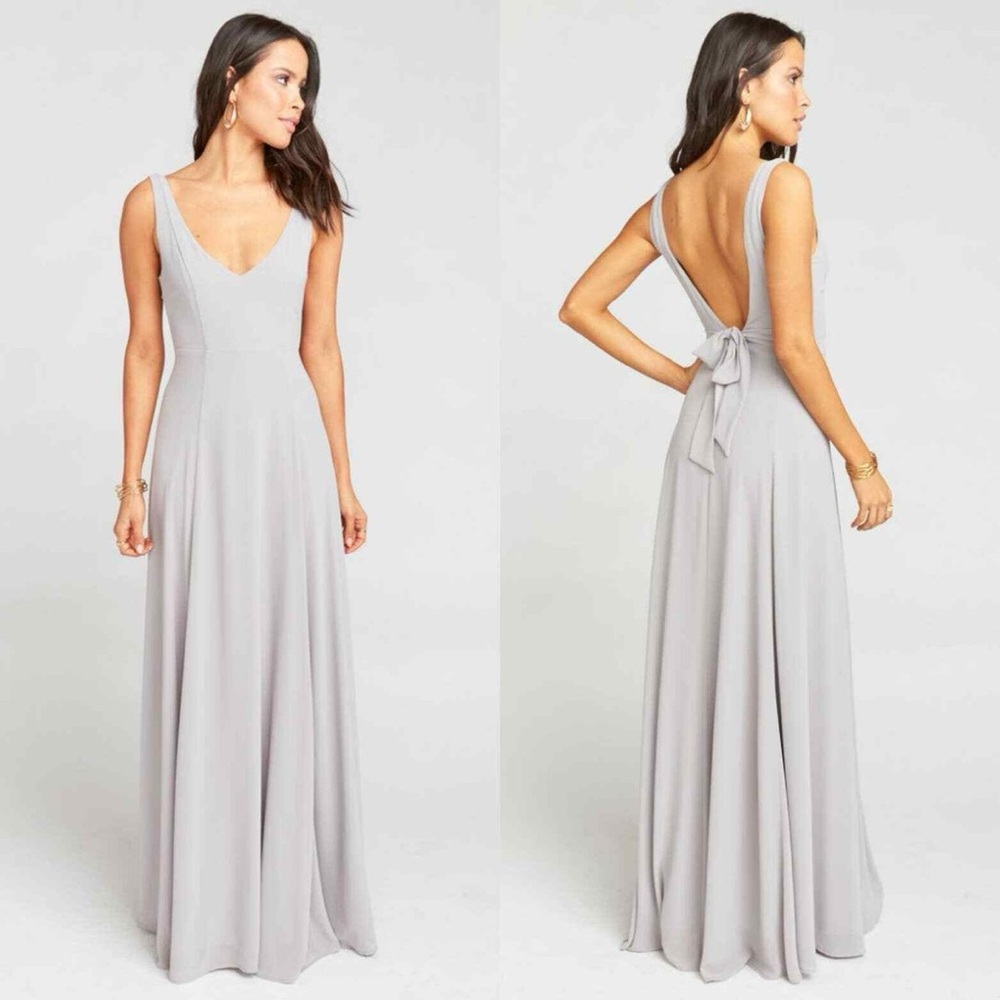 Show Me Your MuMu Jenn Maxi Dress Dove Grey Chiffon